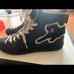 Men's black leather Gucci high-top sneakers